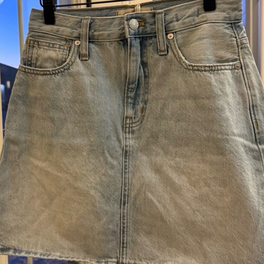 Madewell Light Wash Denim A-Line Mini Skirt High Rise Vintage Wash S
